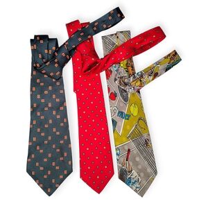 3pc Vintage Designer Silk Ties: YSL, Nicole Miller, Seto
